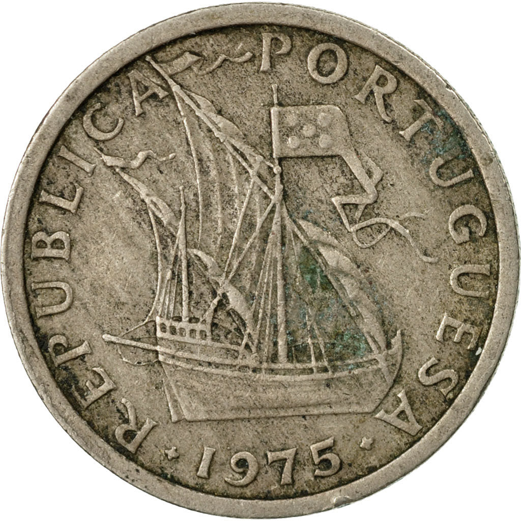Coin, Portugal, 2-1/2 Escudos, 1975, VF(20-25), Copper-nickel, KM:590