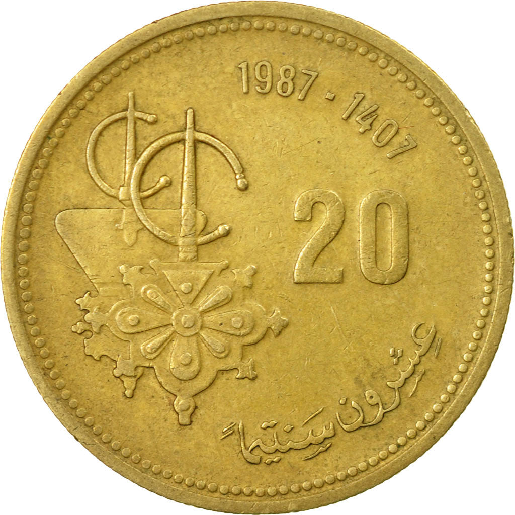 Monnaie, Maroc, al-Hassan II, 20 Santimat, 1987/AH1407, Paris, TTB