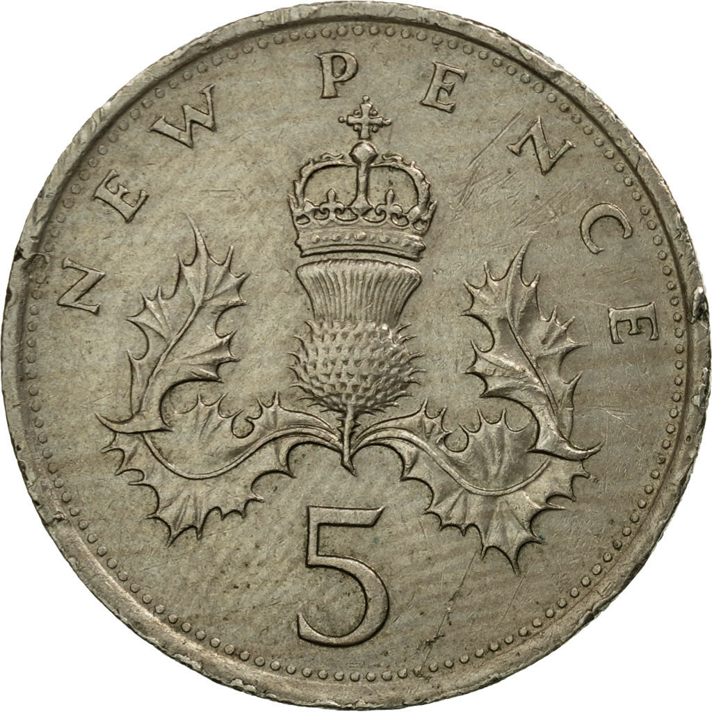 Coin, Great Britain, Elizabeth II, 5 New Pence, 1980, VF(20-25), Copper-nickel