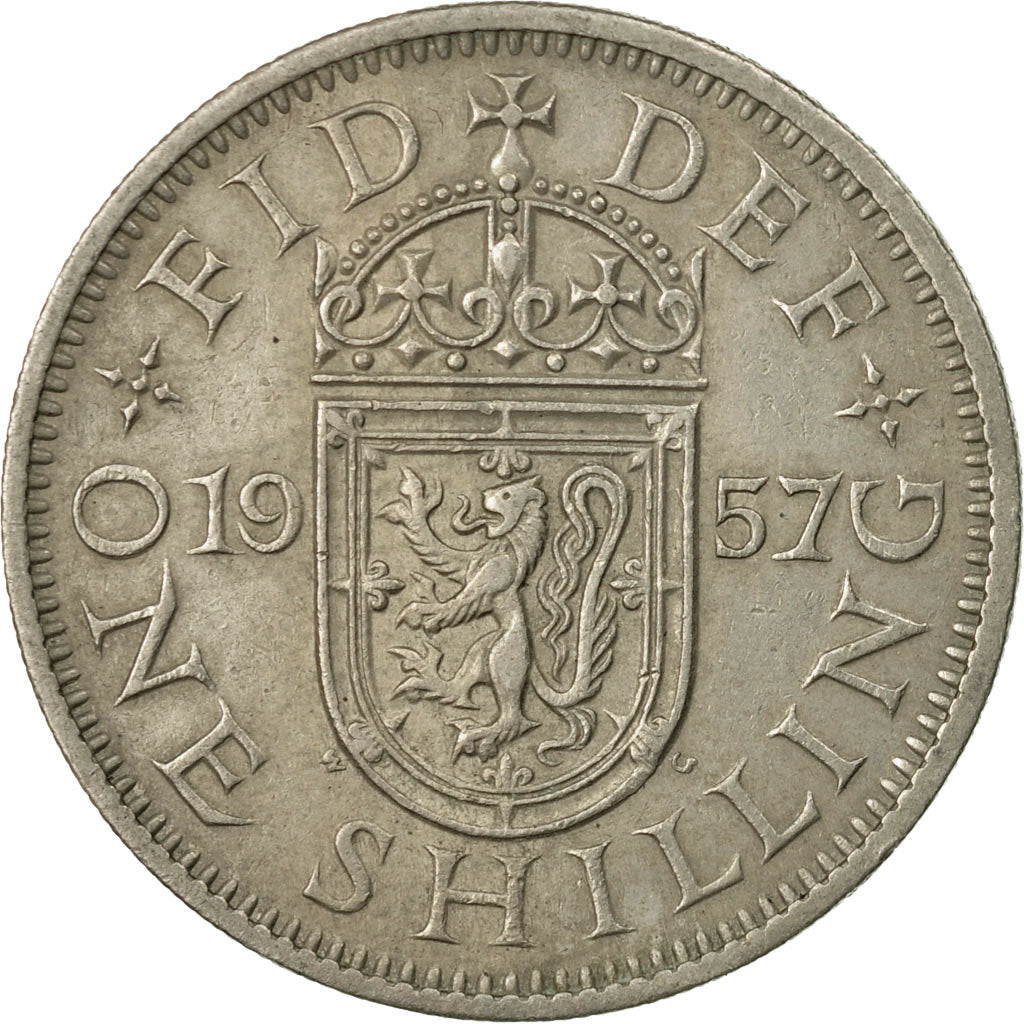 Coin, Great Britain, Elizabeth II, Shilling, 1957, EF(40-45), Copper-nickel