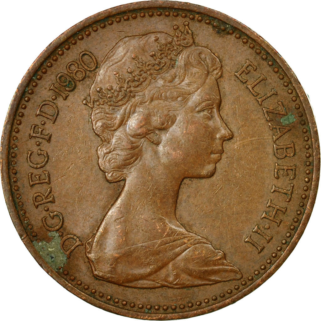 Coin, Great Britain, Elizabeth II, New Penny, 1980, VF(20-25), Bronze, KM:915