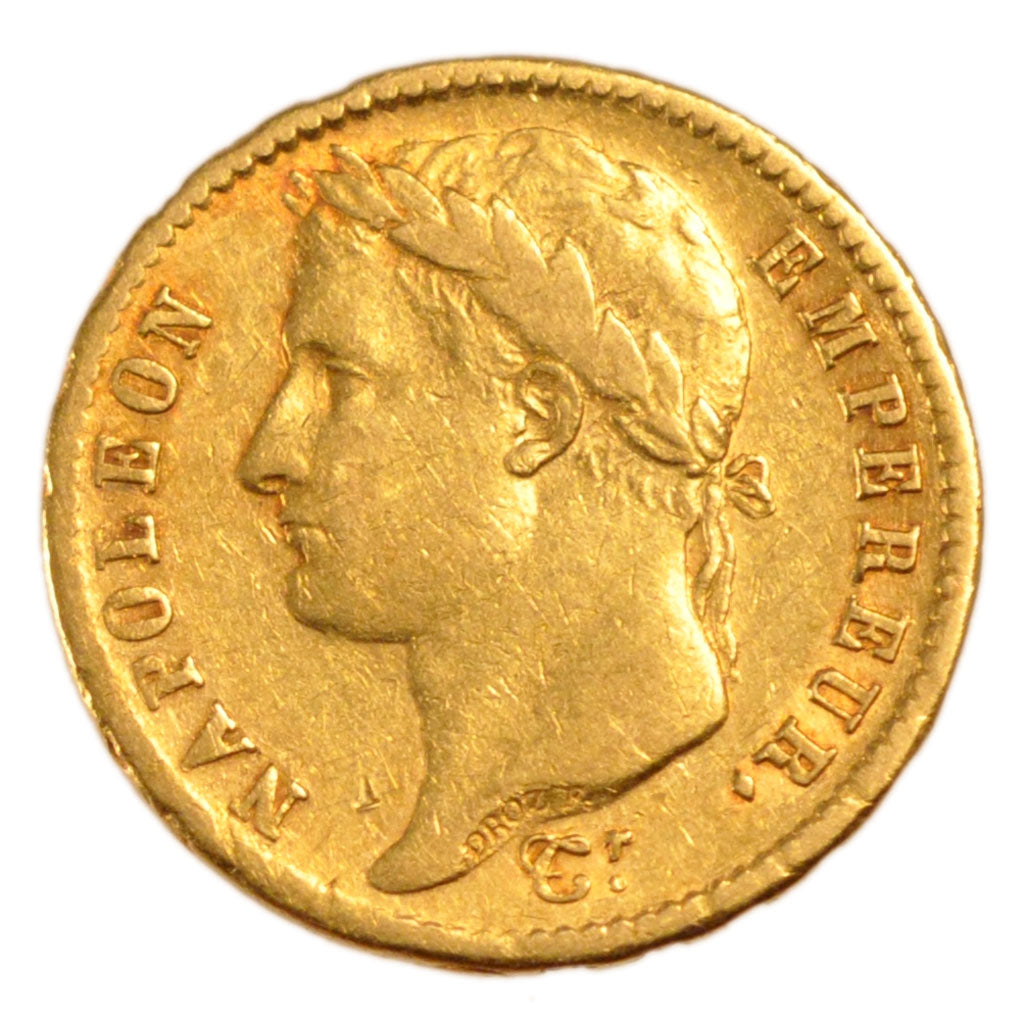 FRANCE, Napoléon I, 20 Francs, 1809, Paris, KM #695.1, VF(30-35), Gold, Gadoury 