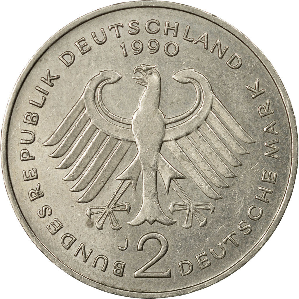 Moneda, ALEMANIA - REPÚBLICA FEDERAL, 2 Mark, 1990, Hambourg, MBC, Cobre -