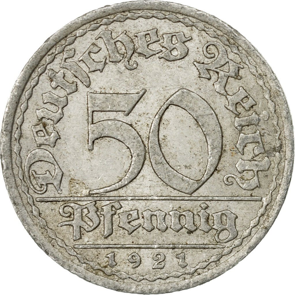 Moneta, GERMANIA, REPUBBLICA DI WEIMAR, 50 Pfennig, 1921, Berlin, MB, Alluminio