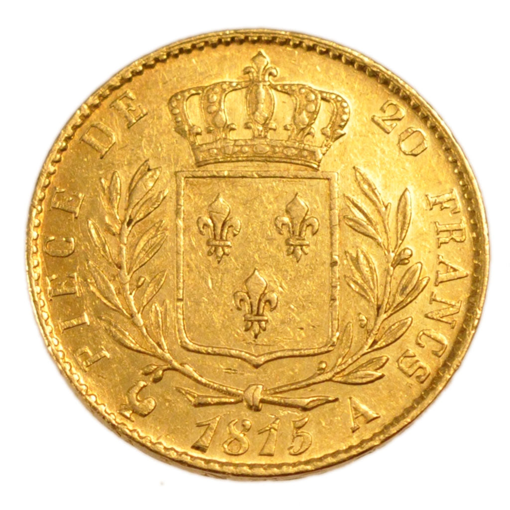 Francia, Louis XVIII, Louis XVIII, 20 Francs, 1815, Paris, BB+, Oro, Gadoury:...