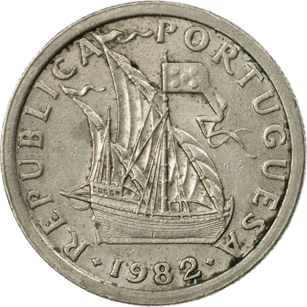 Coin, Portugal, 2-1/2 Escudos, 1982, VF(30-35), Copper-nickel, KM:590