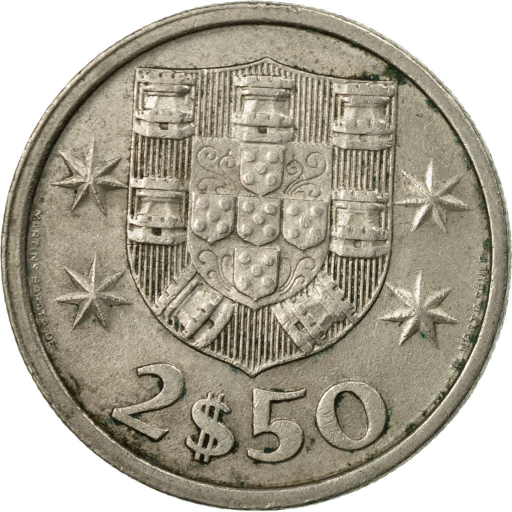 Coin, Portugal, 2-1/2 Escudos, 1982, VF(30-35), Copper-nickel, KM:590