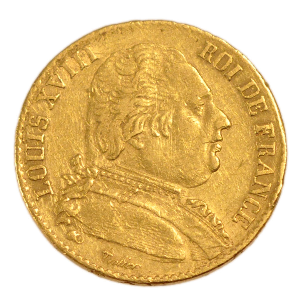 Louis XVIII, Première Restauration, 20 Francs Or Buste Habillé