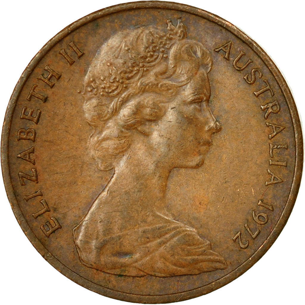 Moneda, Australia, Elizabeth II, Cent, 1972, MBC, Bronce, KM:62