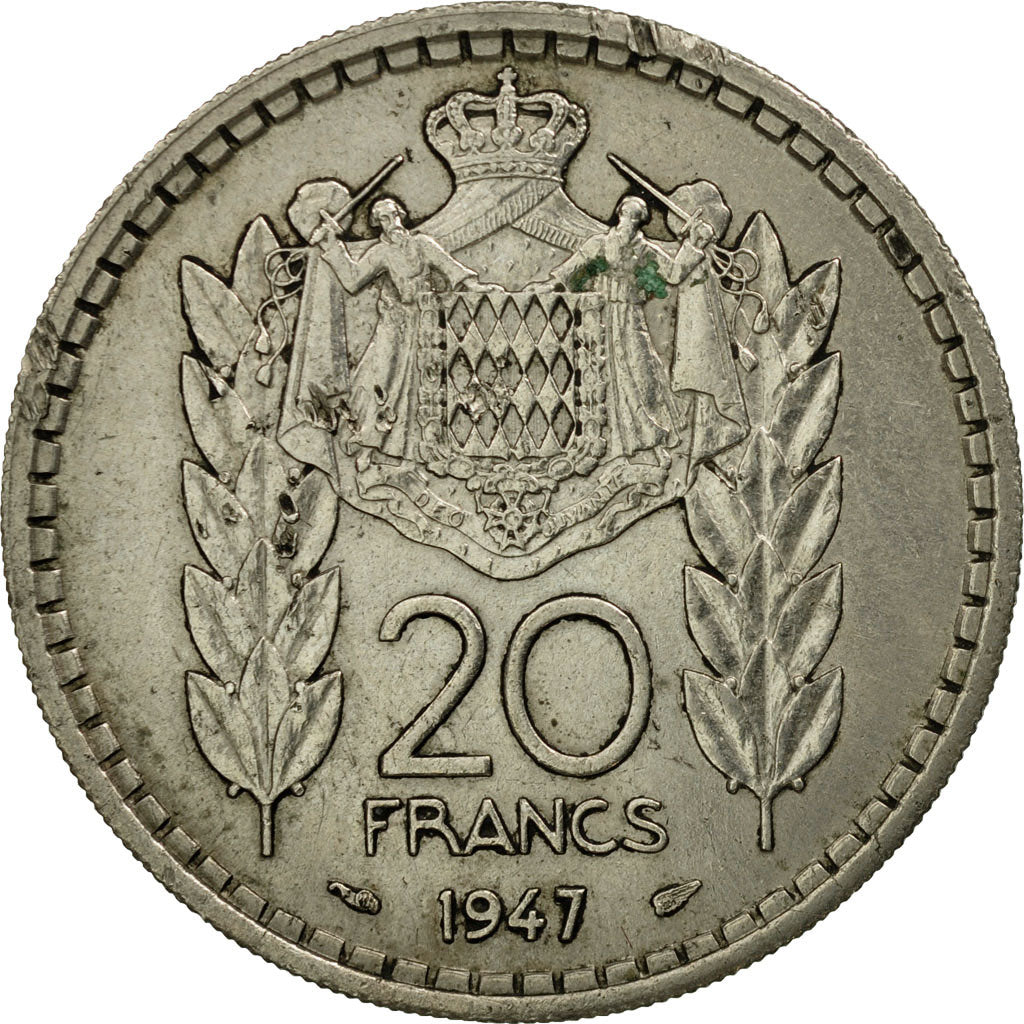 Coin, Monaco, Louis II, 20 Francs, Vingt, 1947, Poissy, EF(40-45)