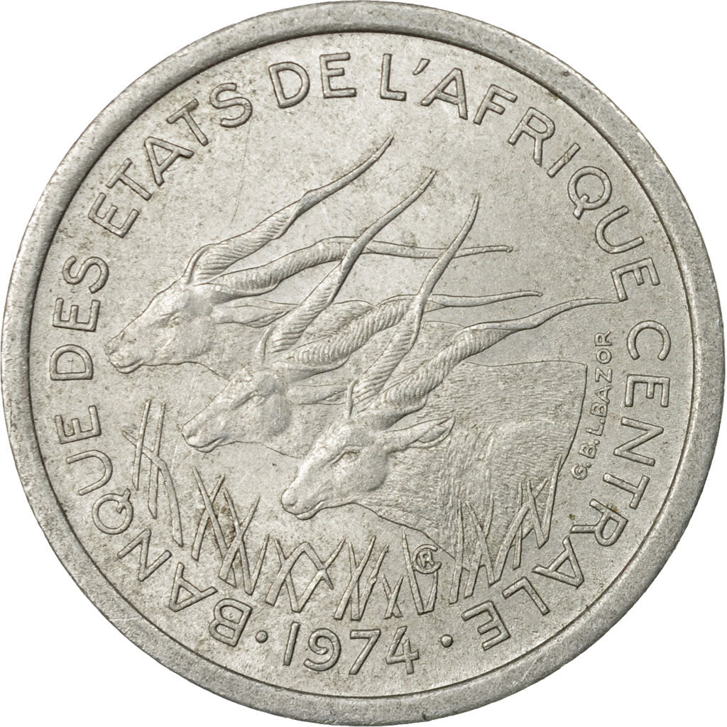 Coin, Central African States, Franc, 1974, Paris, EF(40-45), Aluminum, KM:8