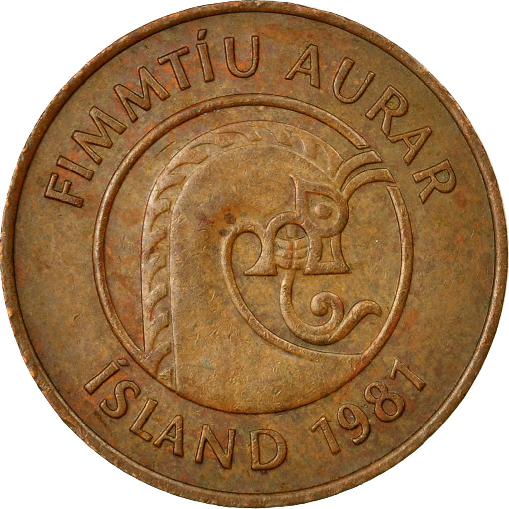 Coin, Iceland, 50 Aurar, 1981, EF(40-45), Bronze, KM:26
