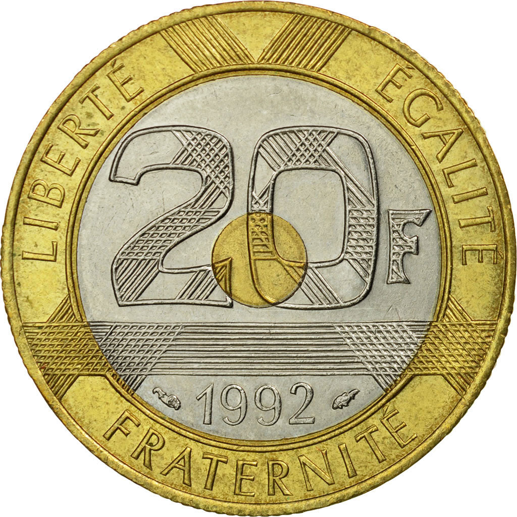 Coin, France, Mont Saint Michel, 20 Francs, 1992, Paris, EF(40-45)