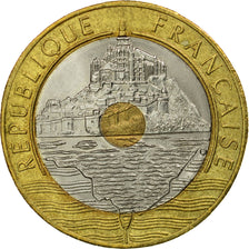 Moneta, Francia, Mont Saint Michel, 20 Francs, 1993, Paris, BB, Tri-metallico