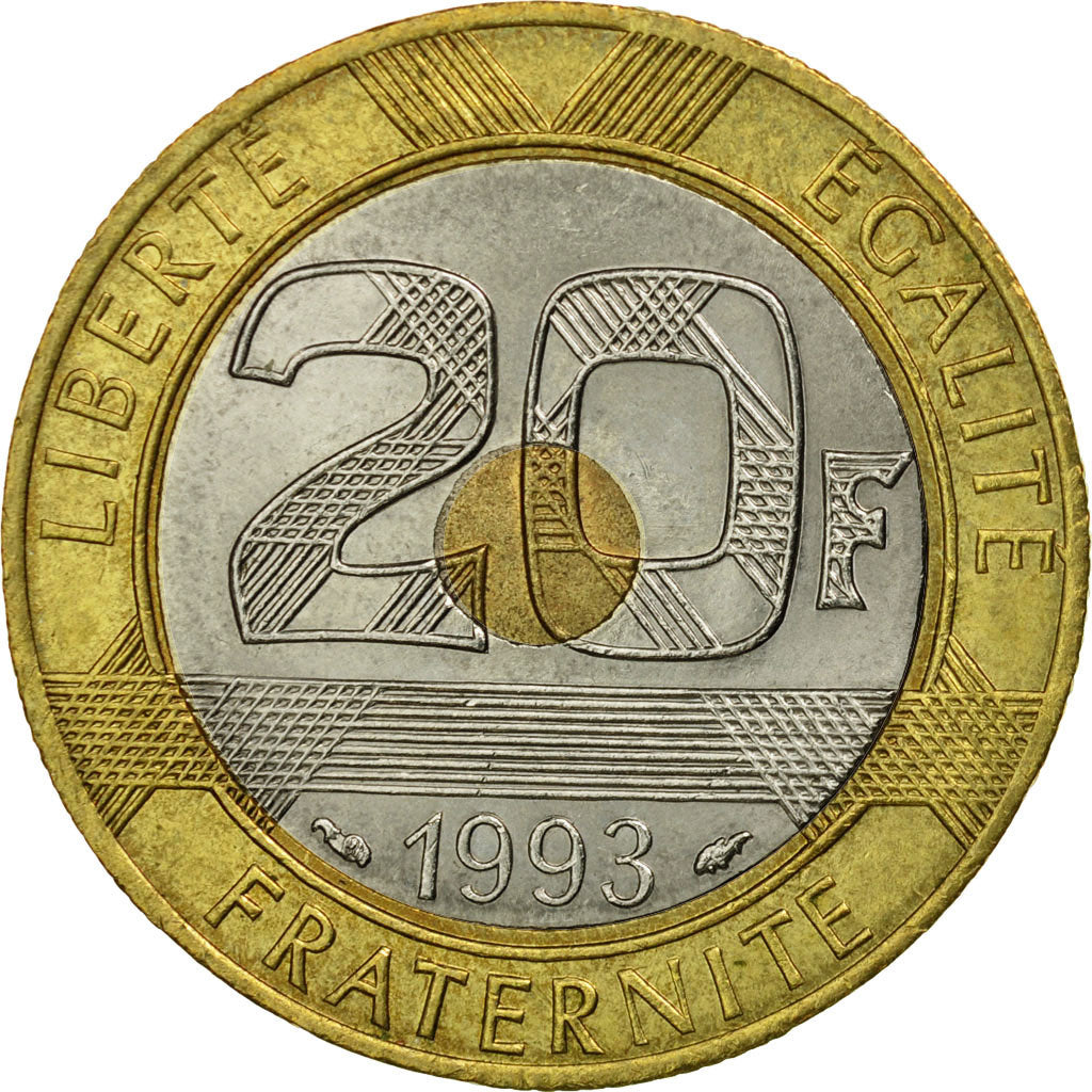 Coin, France, Mont Saint Michel, 20 Francs, 1993, Paris, EF(40-45)