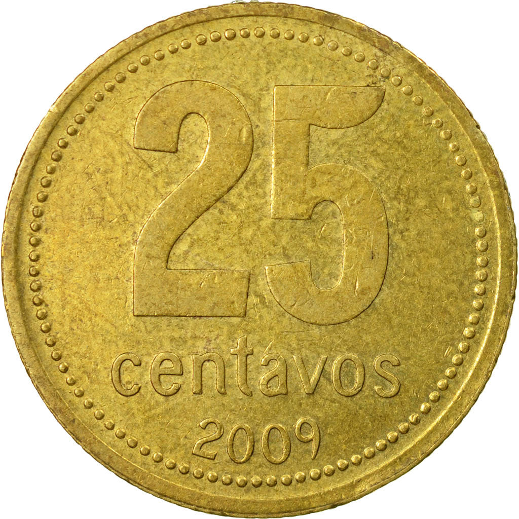 Coin, Argentina, 25 Centavos, 2009, EF(40-45), Aluminum-Bronze, KM:110.1