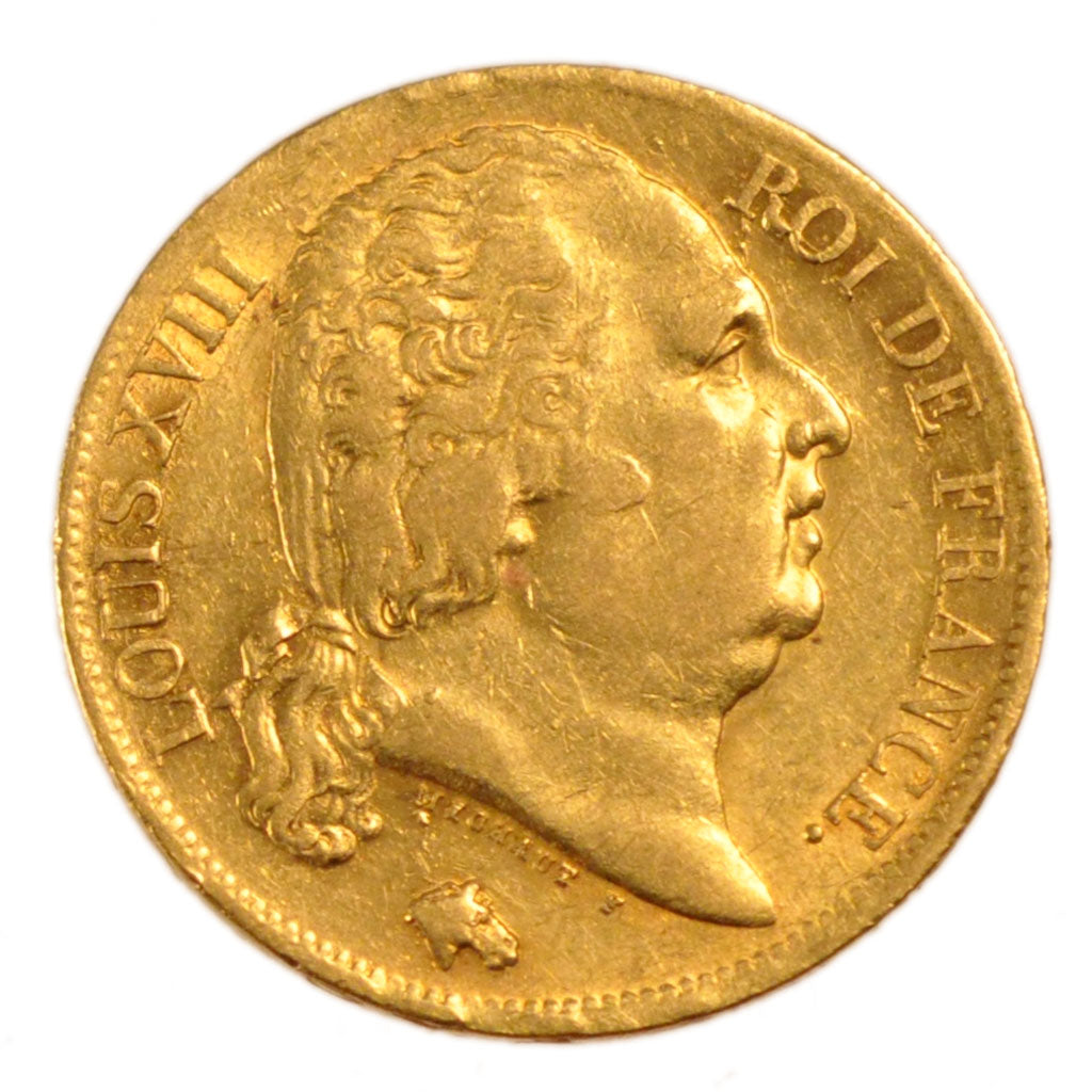 Francia, Louis XVIII, Louis XVIII, 20 Francs, 1819, Lille, BB, Oro, Gadoury:1028