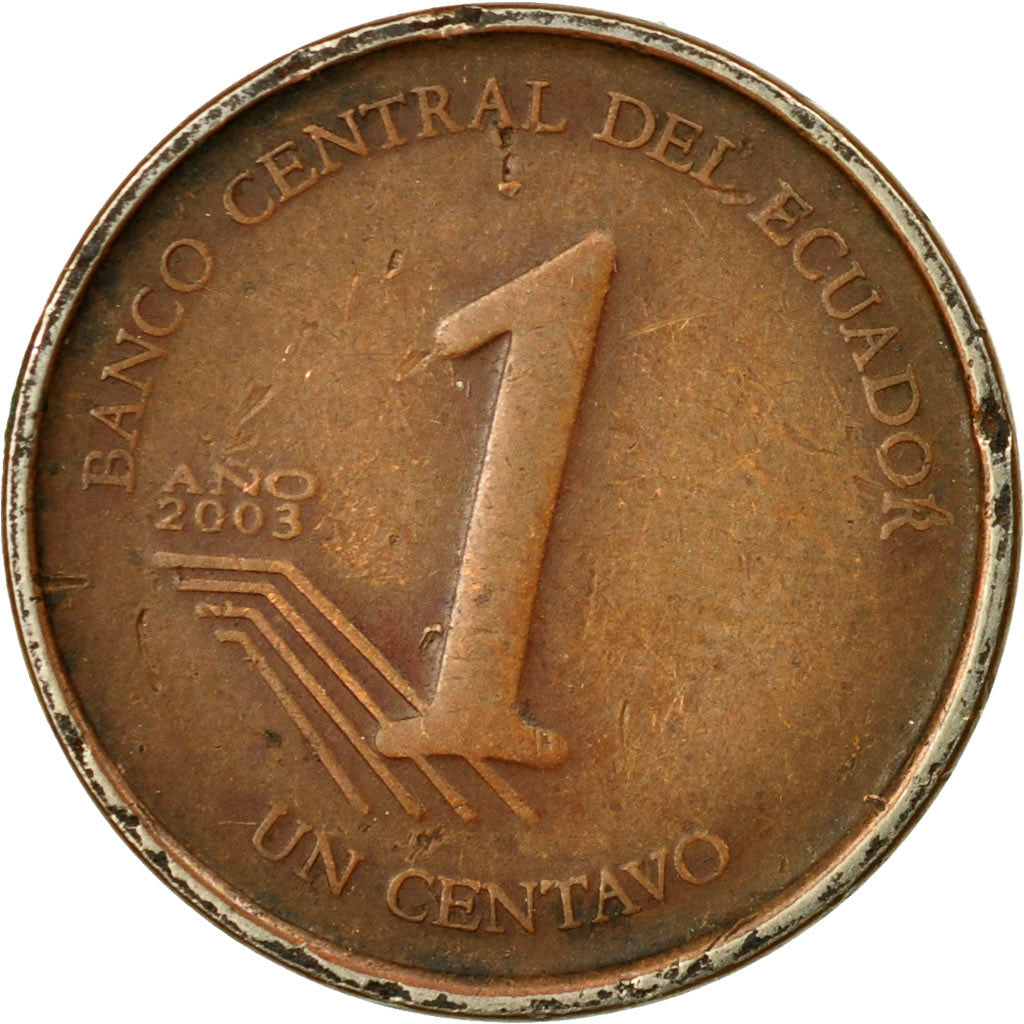 Coin, Ecuador, Centavo, Un, 2003, EF(40-45), Copper Plated Steel, KM:104a
