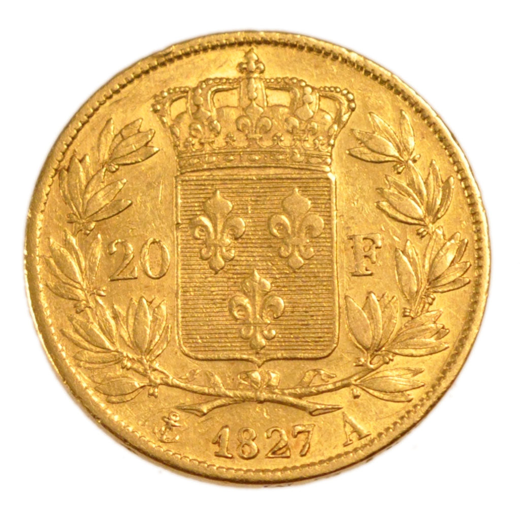 FRANCE, Charles X, 20 Francs, 1827, Paris, EF(40-45), Gold, Gadoury #1029, 6.40