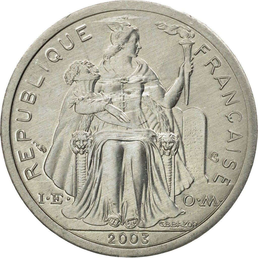 Munten, Nieuw -Caledonië, 2 Francs, 2003, Paris, ZF+, Aluminium, KM:14
