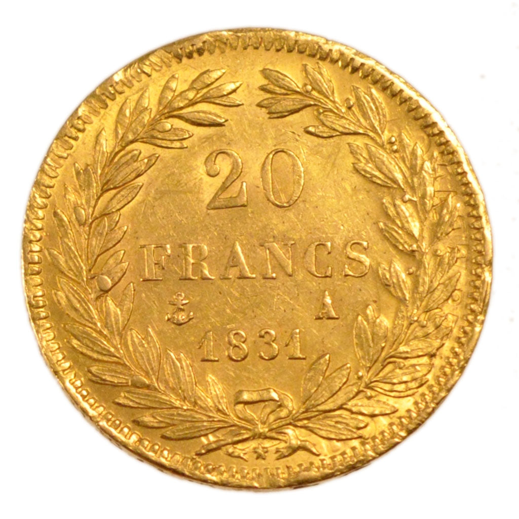 FRANCE, Louis-Philippe, 20 Francs, 1831, Paris, AU(50-53), Gold, Gadoury #1030,.