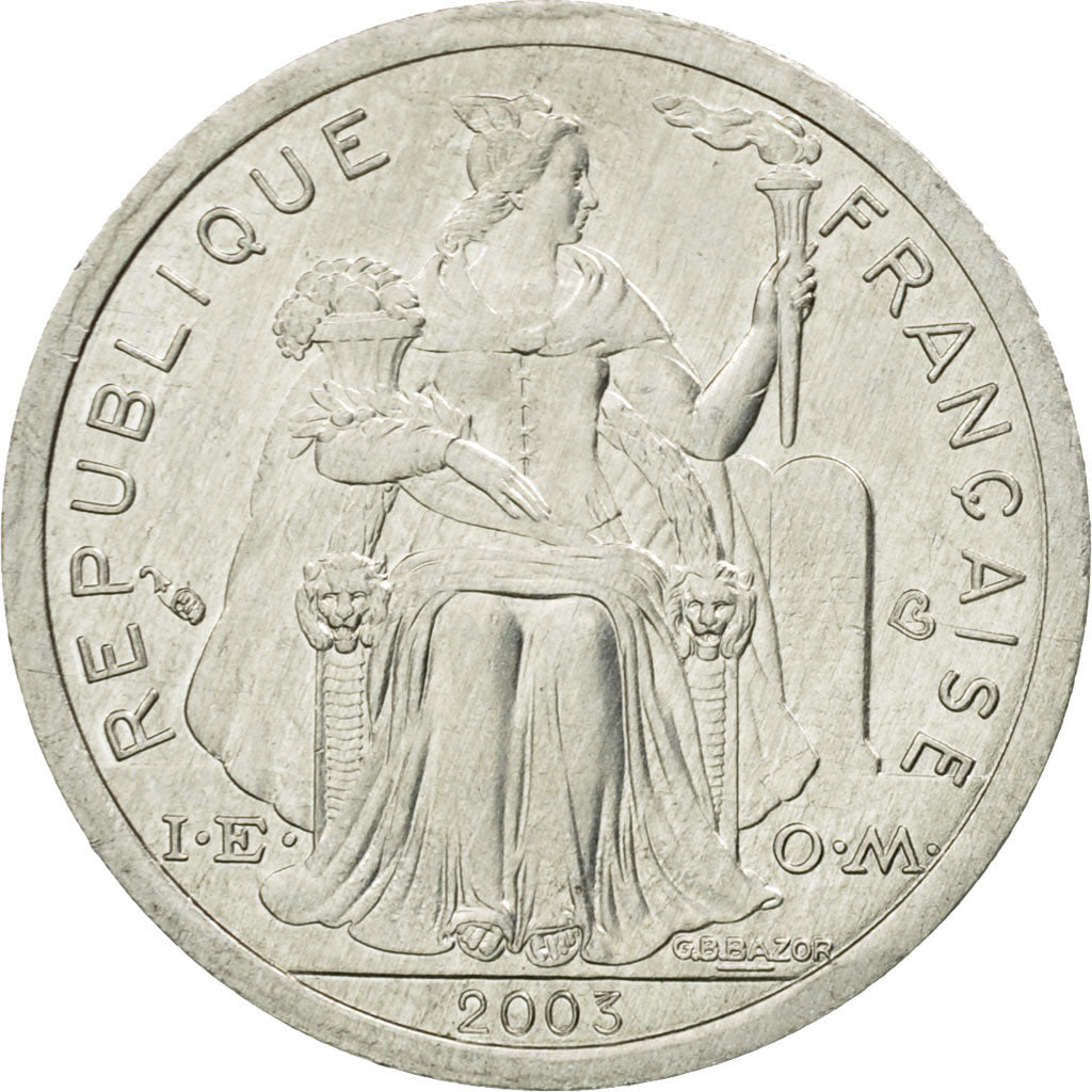 Coin, New Caledonia, Franc, 2003, Paris, AU(55-58), Aluminum, KM:10