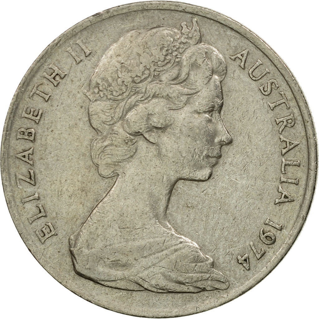 Moneda, Australia, Elizabeth II, 10 Cents, 1974, MBC, Cobre - níquel, KM:65