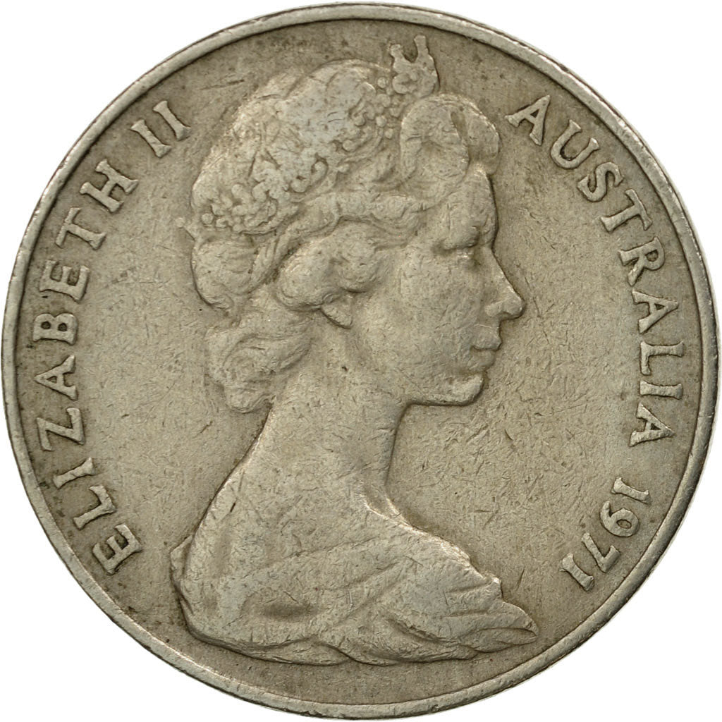 Monnaie, Australie, Elizabeth II, 20 Cents, 1971, TTB, Copper-nickel, KM:66