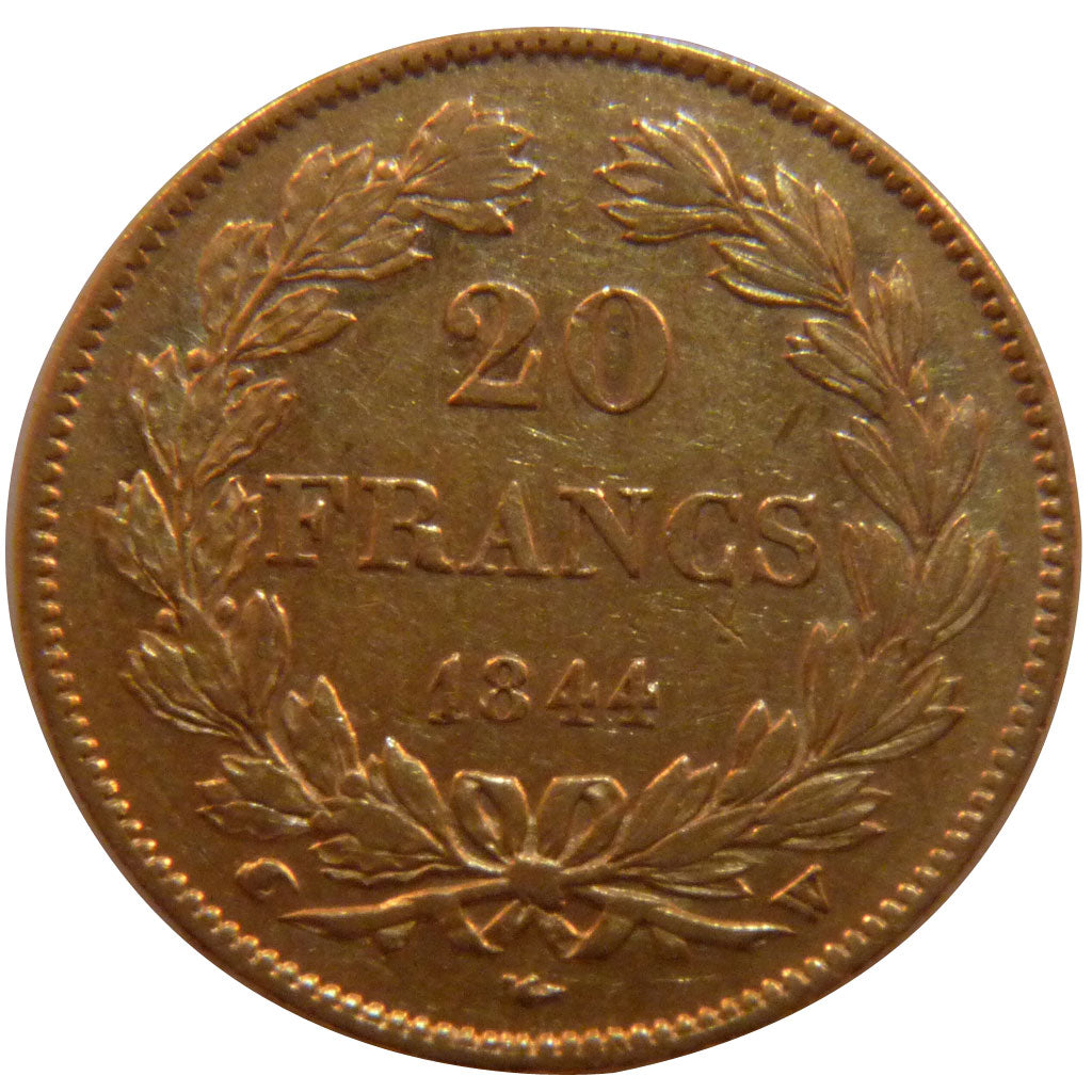 FRANCE, Louis-Philippe, 20 Francs, 1844, Lille, EF(40-45), Gold, Gadoury #1031,.