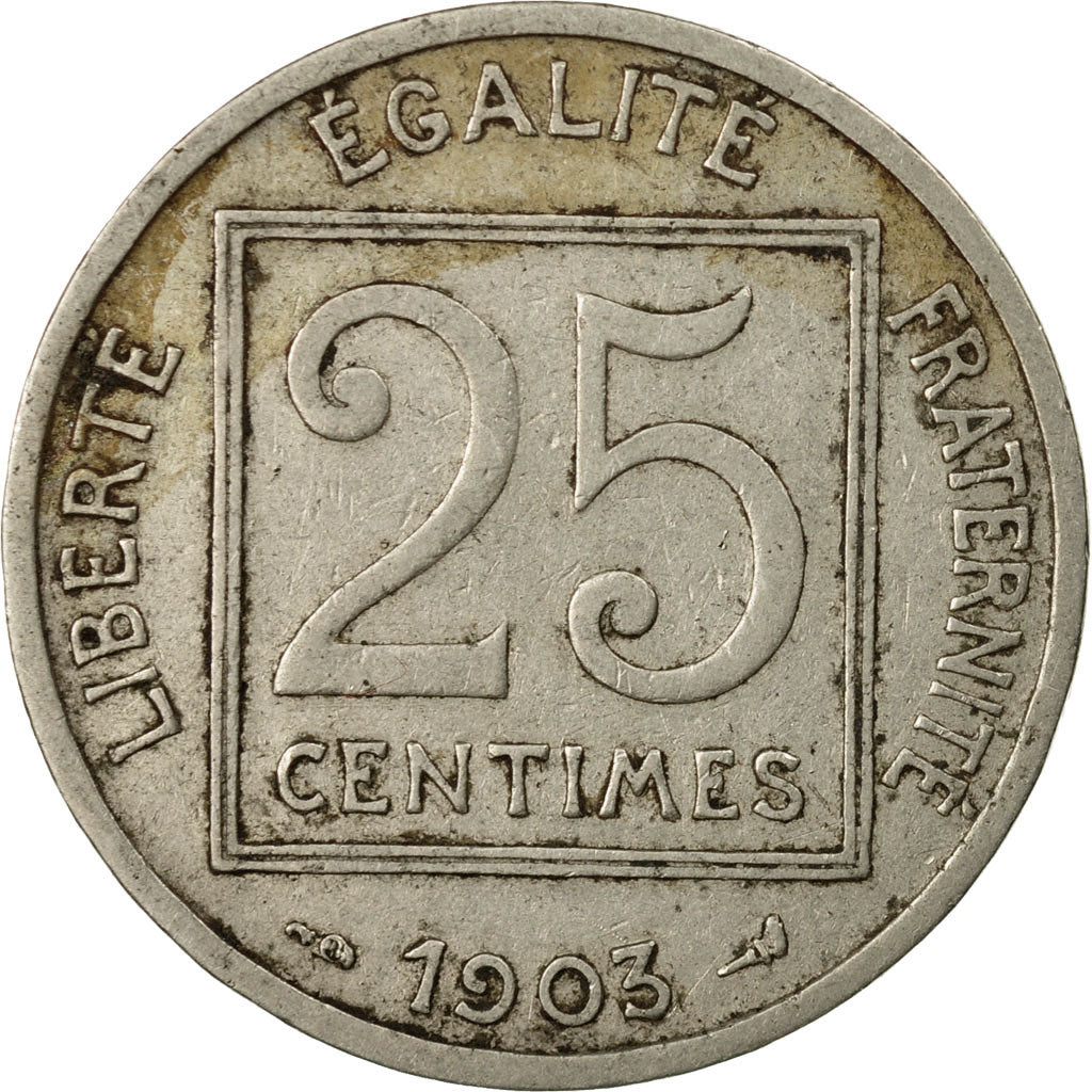 Coin, France, Patey, 25 Centimes, 1903, Paris, VF(30-35), Nickel, KM:855