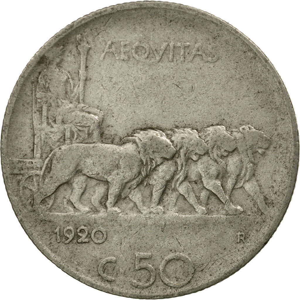 Coin, Italy, Vittorio Emanuele III, 50 Centesimi, 1920, Rome, EF(40-45), Nickel