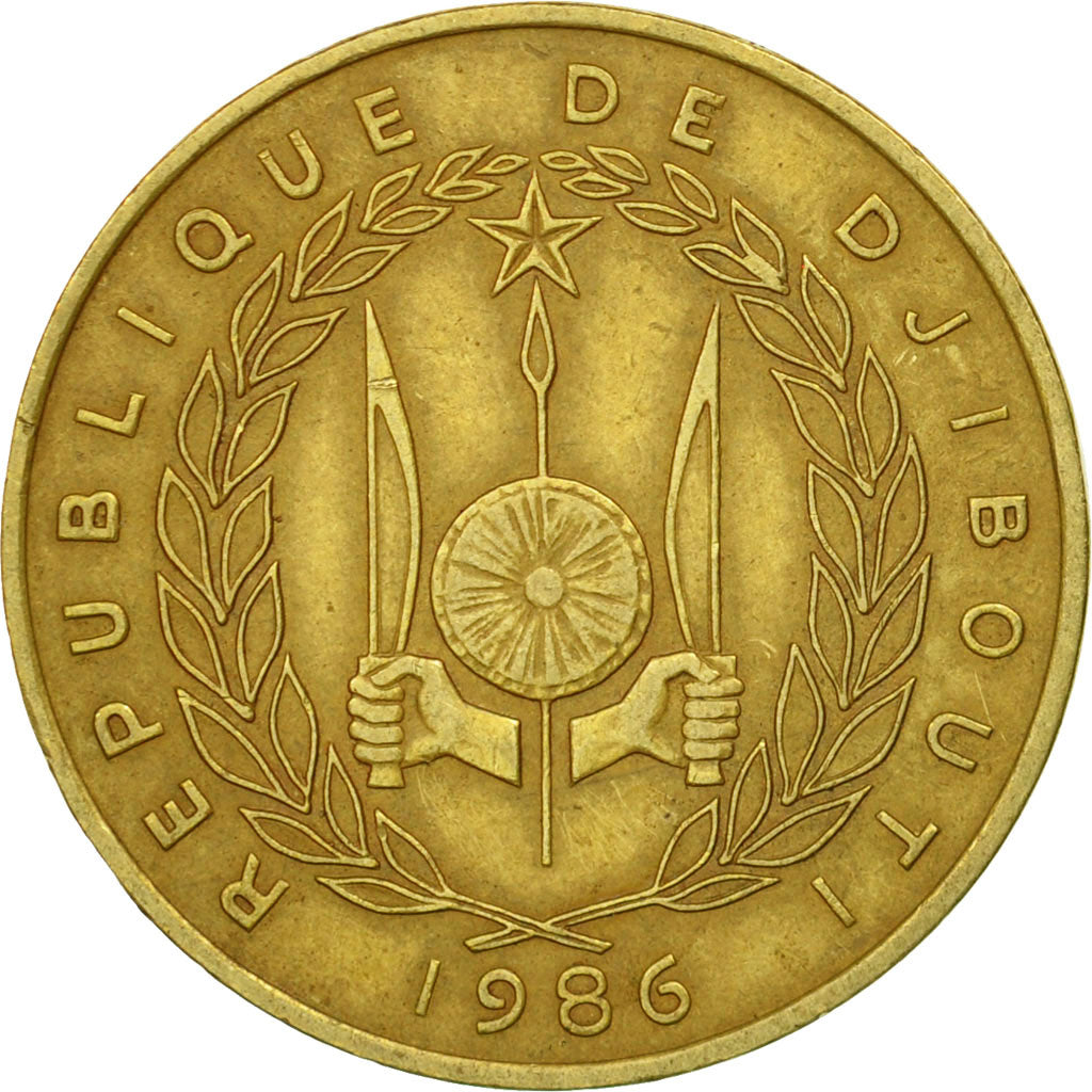 Coin, Djibouti, 20 Francs, 1986, Paris, EF(40-45), Aluminum-Bronze, KM:24