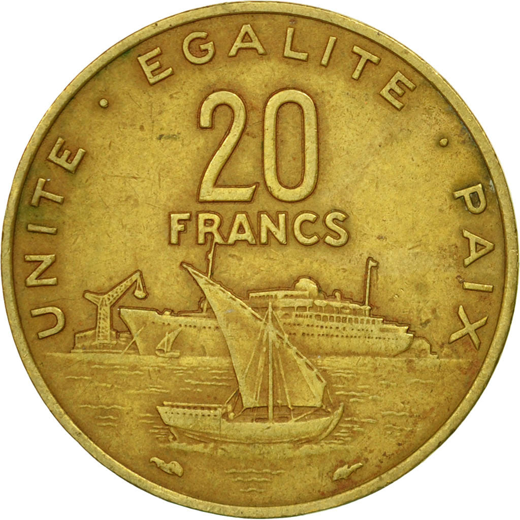 Coin, Djibouti, 20 Francs, 1986, Paris, EF(40-45), Aluminum-Bronze, KM:24