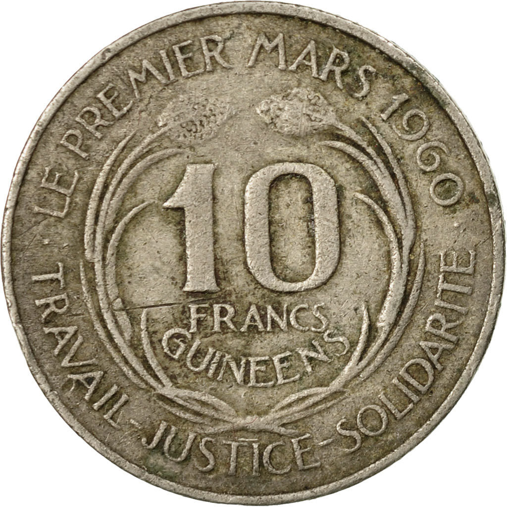 Coin, Guinea, 10 Francs, 1962, VF(30-35), Copper-nickel, KM:6