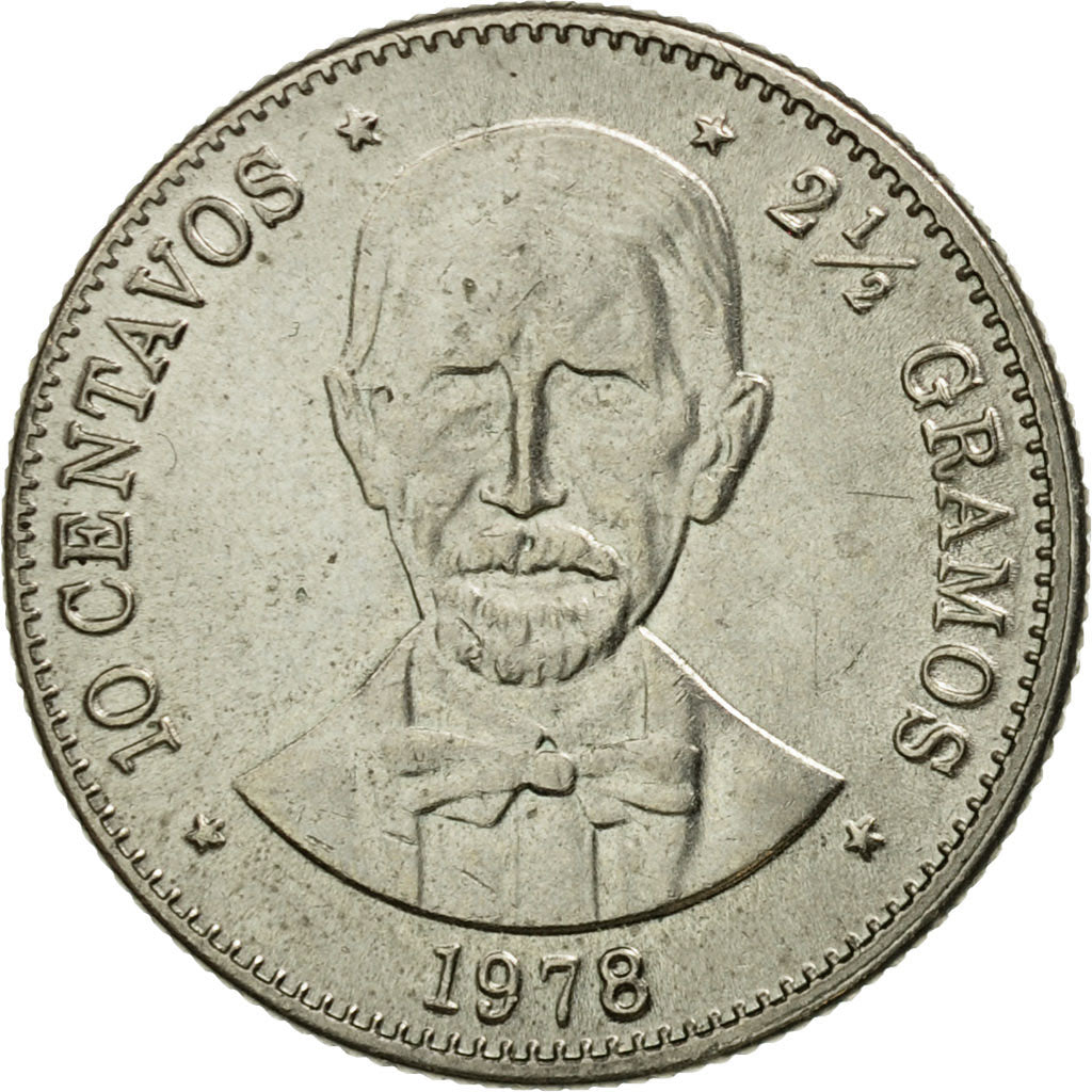 Coin, Dominican Republic, 10 Centavos, 1978, EF(40-45), Copper-nickel, KM:50