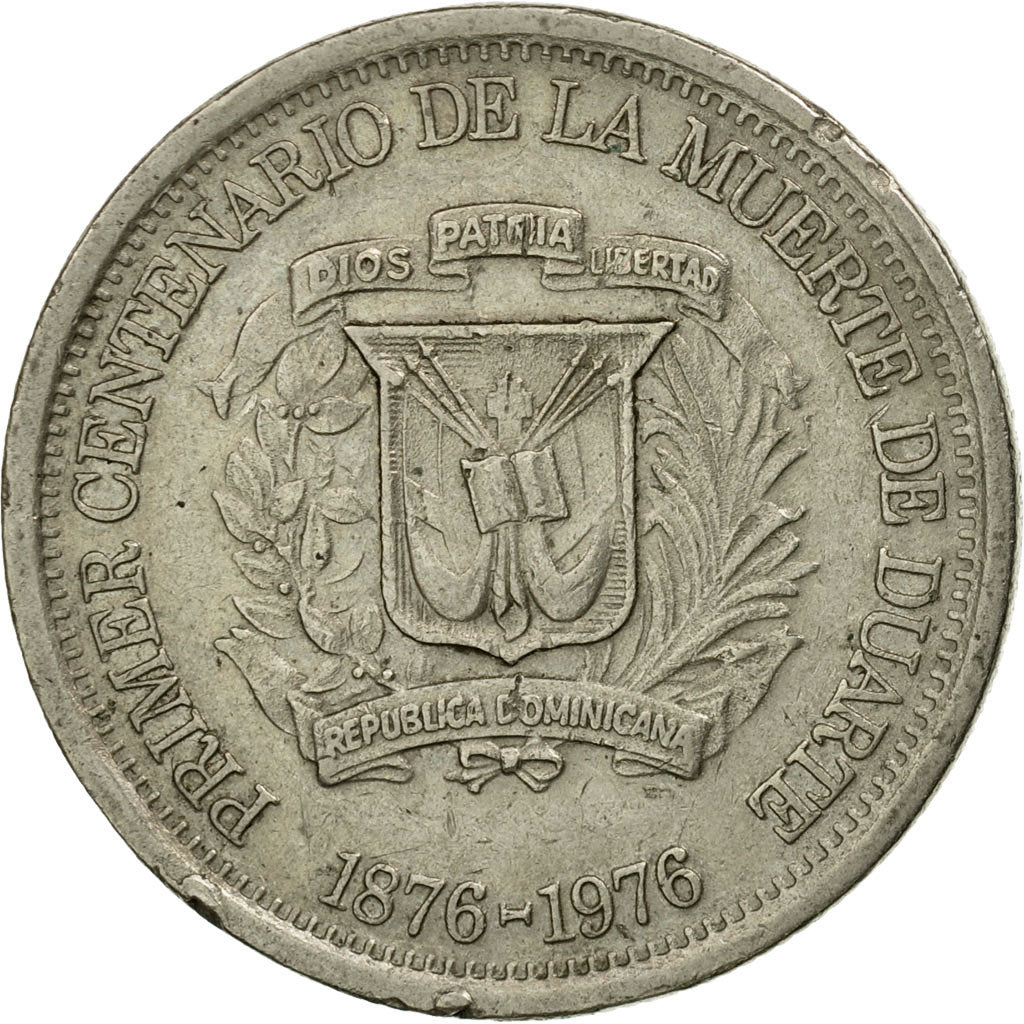 Coin, Dominican Republic, 25 Centavos, 1976, EF(40-45), Copper-nickel, KM:43