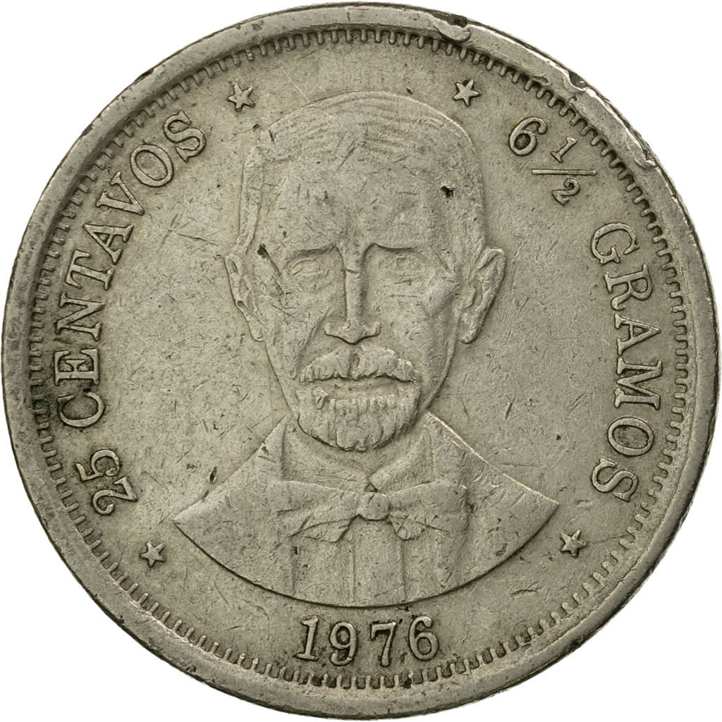Coin, Dominican Republic, 25 Centavos, 1976, EF(40-45), Copper-nickel, KM:43