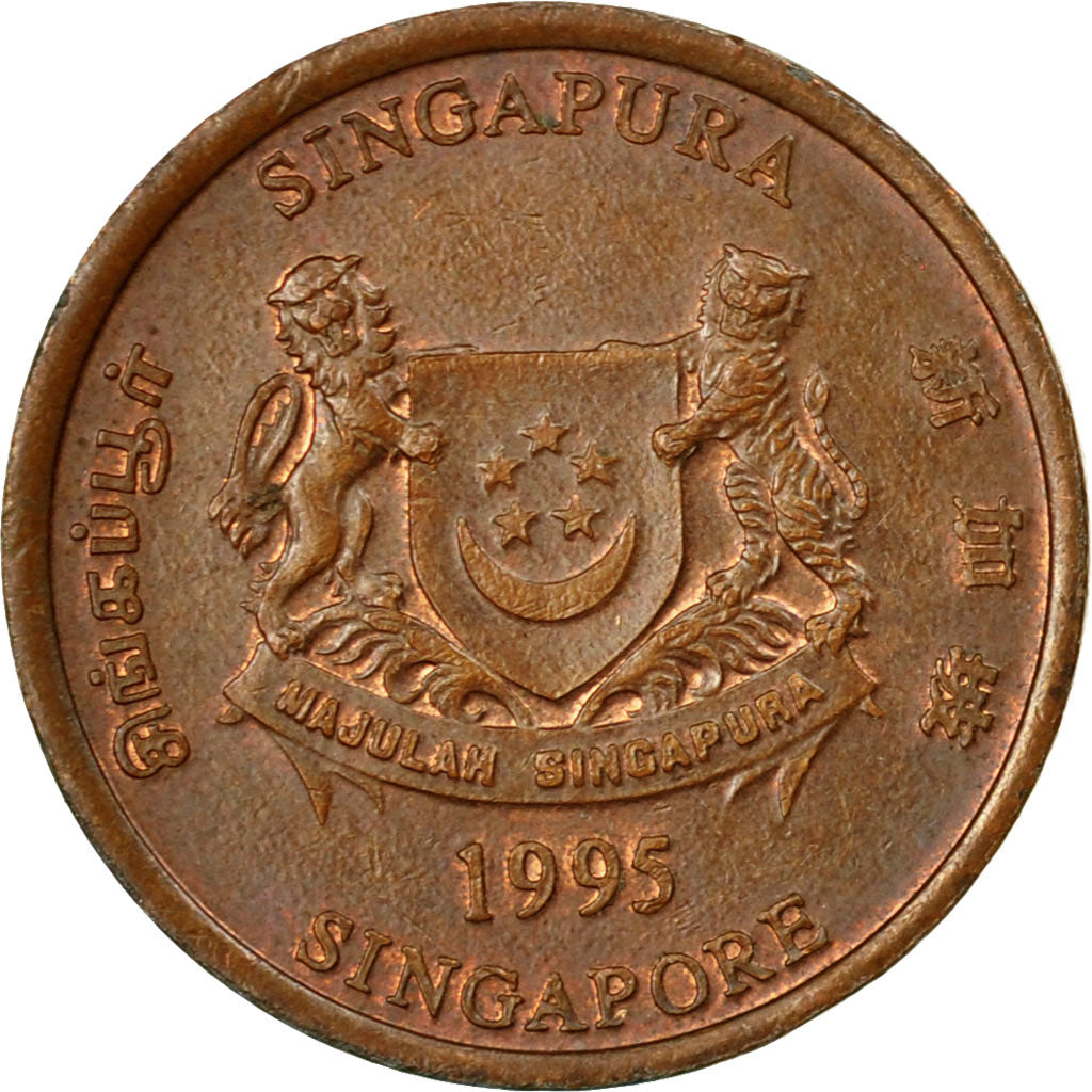 Monnaie, Singapour, Cent, 1995, Singapore Mint, TTB, Copper Plated Zinc, KM:98