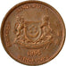 Moneta, Singapore, Cent, 1995, Singapore Mint, BB, Zinco placcato rame, KM:98