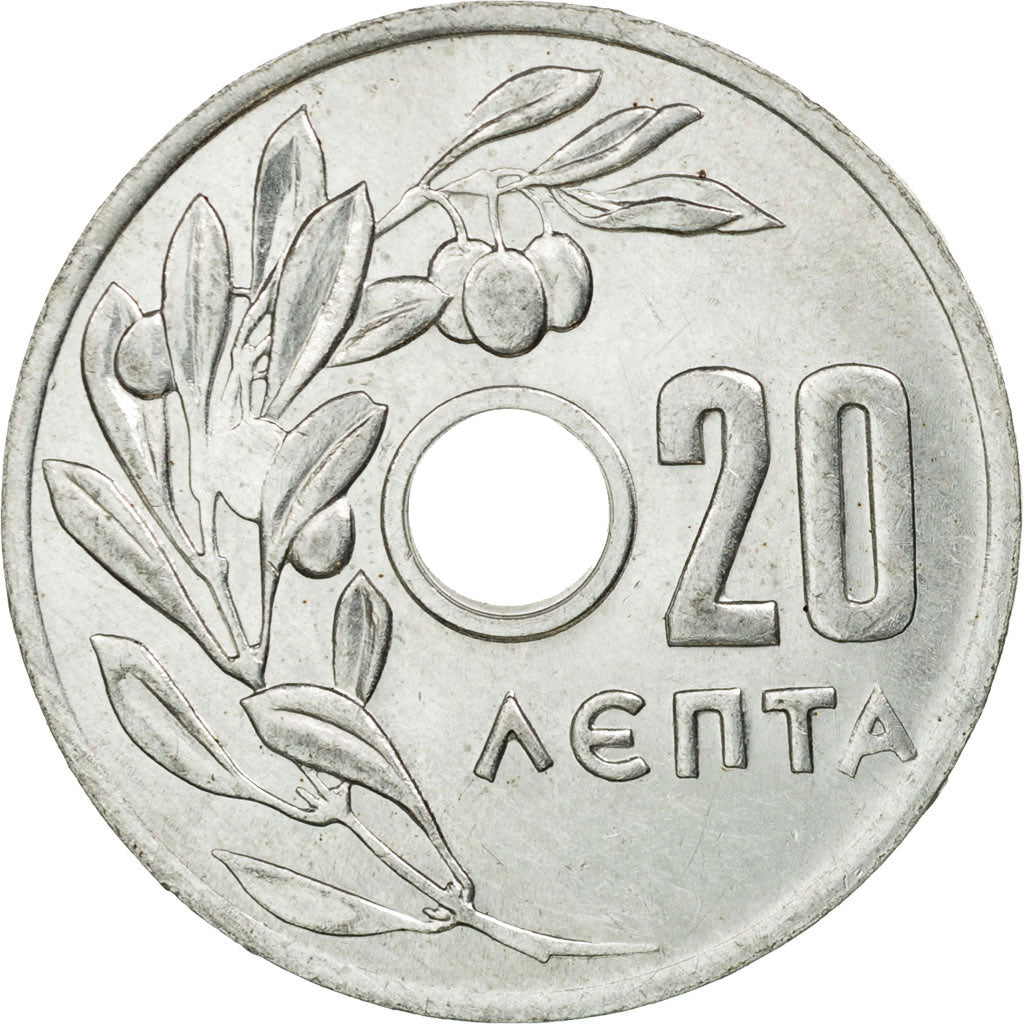Moneta, Grecja, 20 Lepta, 1959, AU(50-53), Aluminium, KM:79
