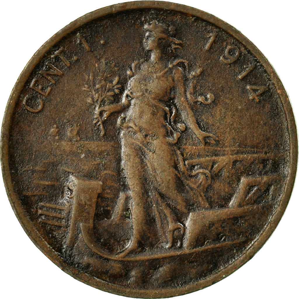 Coin, Italy, Vittorio Emanuele III, Centesimo, 1914, Rome, EF(40-45), Bronze