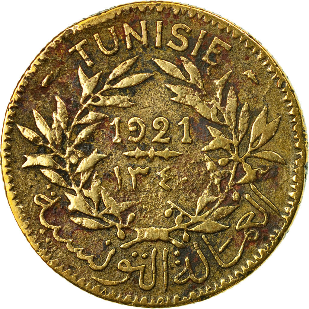 Monnaie, Tunisie, Anonymes, 2 Francs, 1921, Paris, TB+, Aluminum-Bronze, KM:248