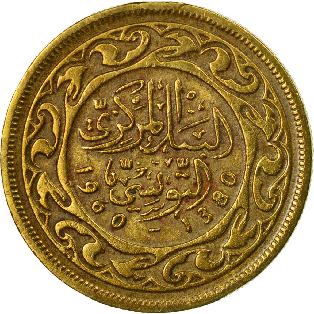 Coin, Tunisia, 10 Millim, 1960, Paris, VF(30-35), Brass, KM:306