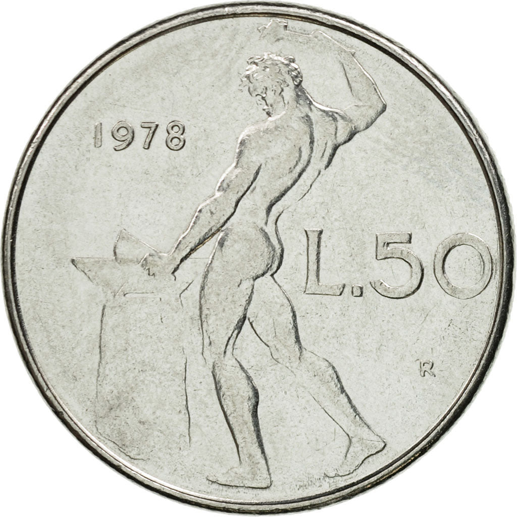 Coin, Italy, 50 Lire, 1978, Rome, VF(30-35), Stainless Steel, KM:95.1
