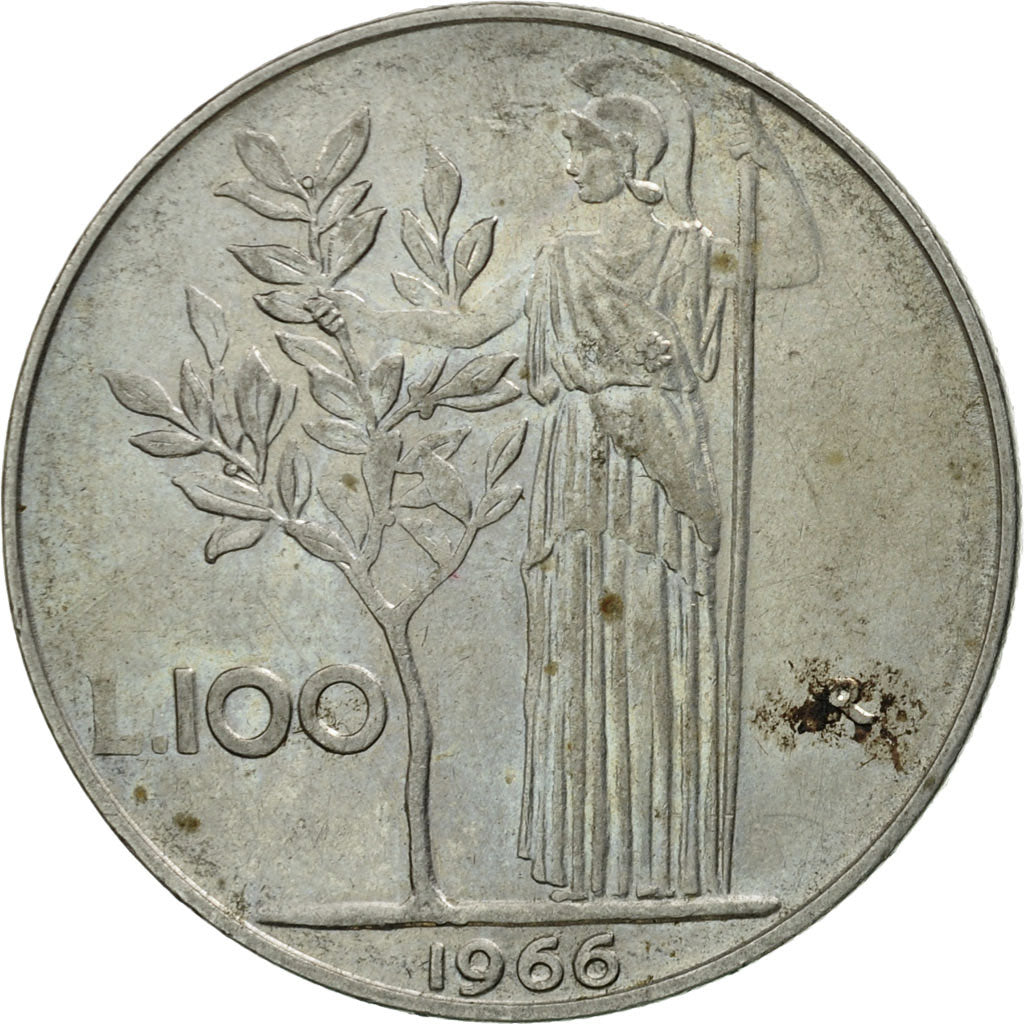 Moneda, Italia, 100 Lire, 1966, Rome, BC, Acero inoxidable, KM:96.1
