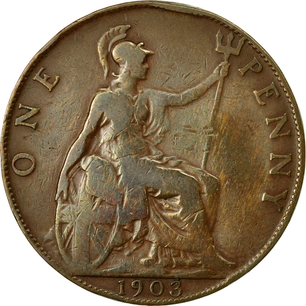 Coin, Great Britain, Edward VII, Penny, 1903, VF(30-35), Bronze, KM:794.2