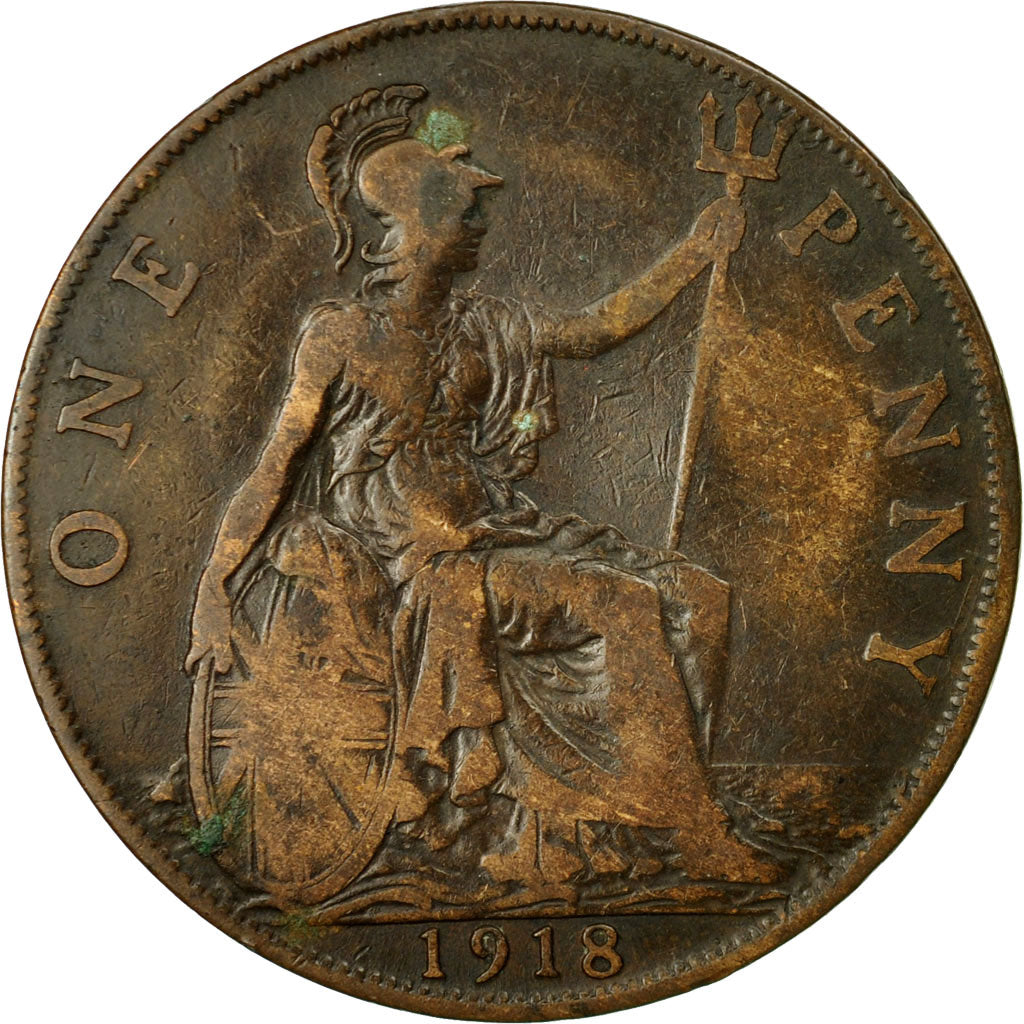 Coin, Great Britain, George V, Penny, 1918, VF(30-35), Bronze, KM:810