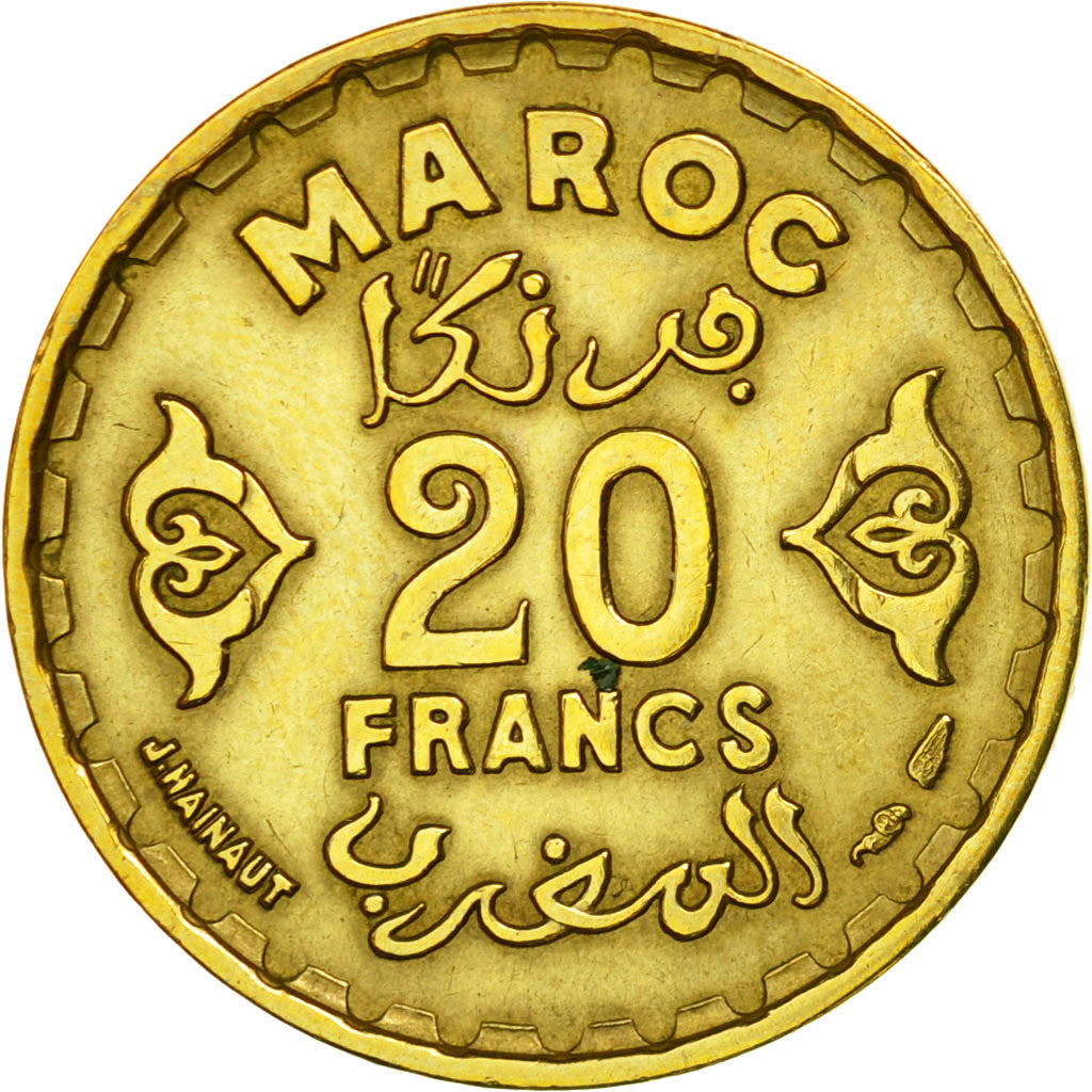 Coin, Morocco, Mohammed V, 20 Francs, AH 1371/1952, Paris, EF(40-45)