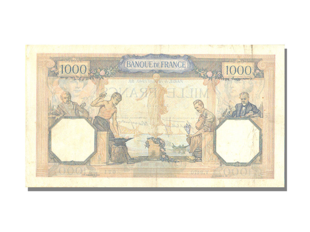 France, 500 Francs, 1 000 F 1927-1940 ''Cérès et Mercure'', 1940, KM #88c, 1...