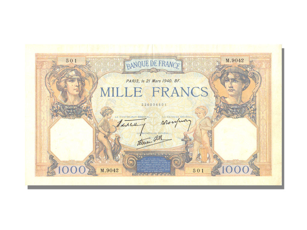 Francia, 500 Francs, 1 000 F 1927-1940 ''Cérès et Mercure'', 1940, KM:88c,...
